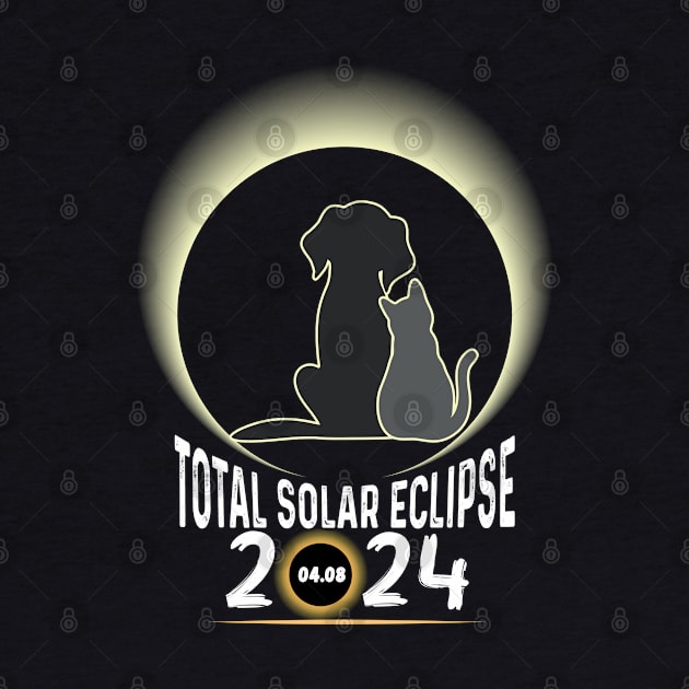 Solar Eclipse 2024 Shirt Total Eclipse April 8th 2024 Dog and cat by Peter smith